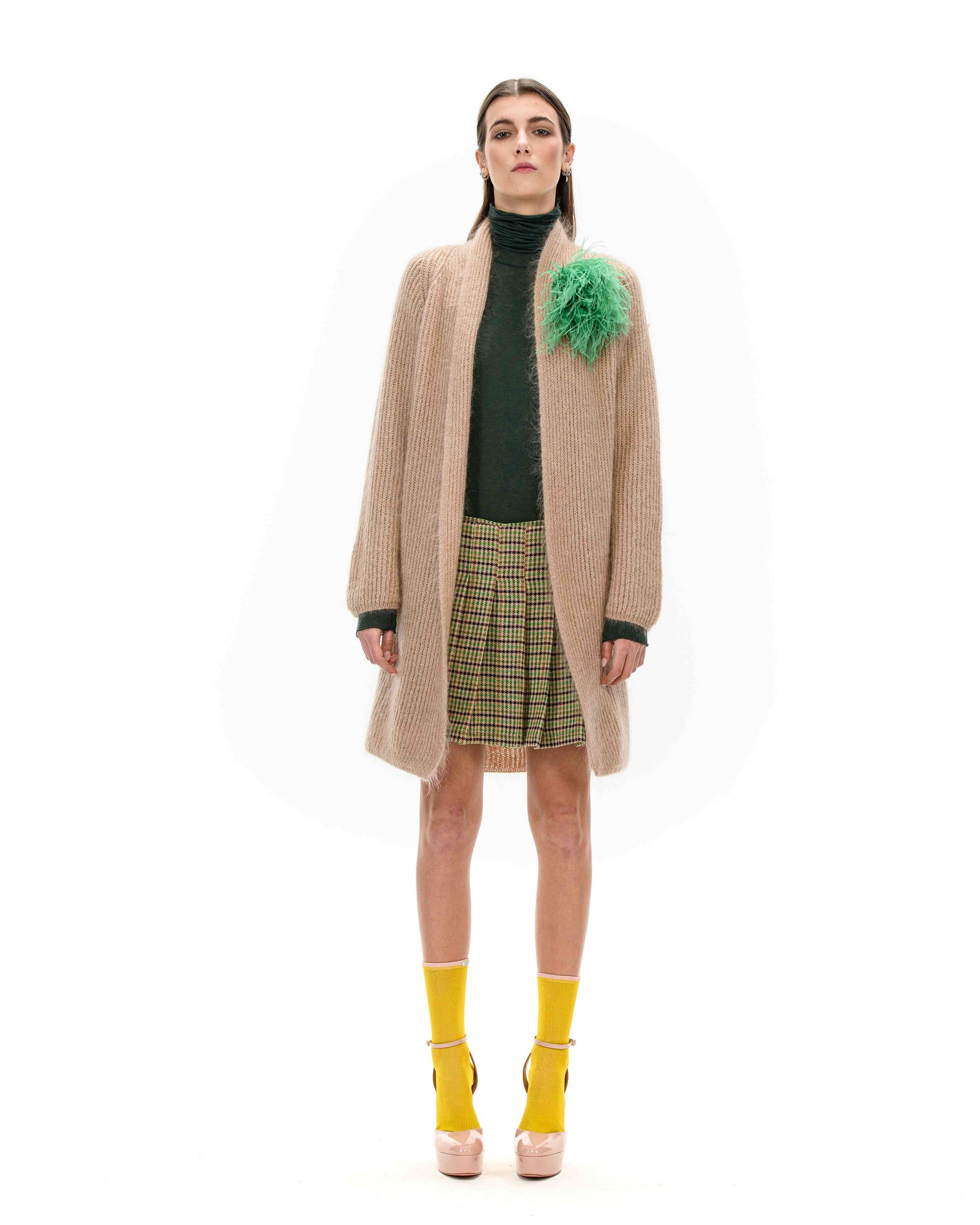 BIA Spilla piume verde