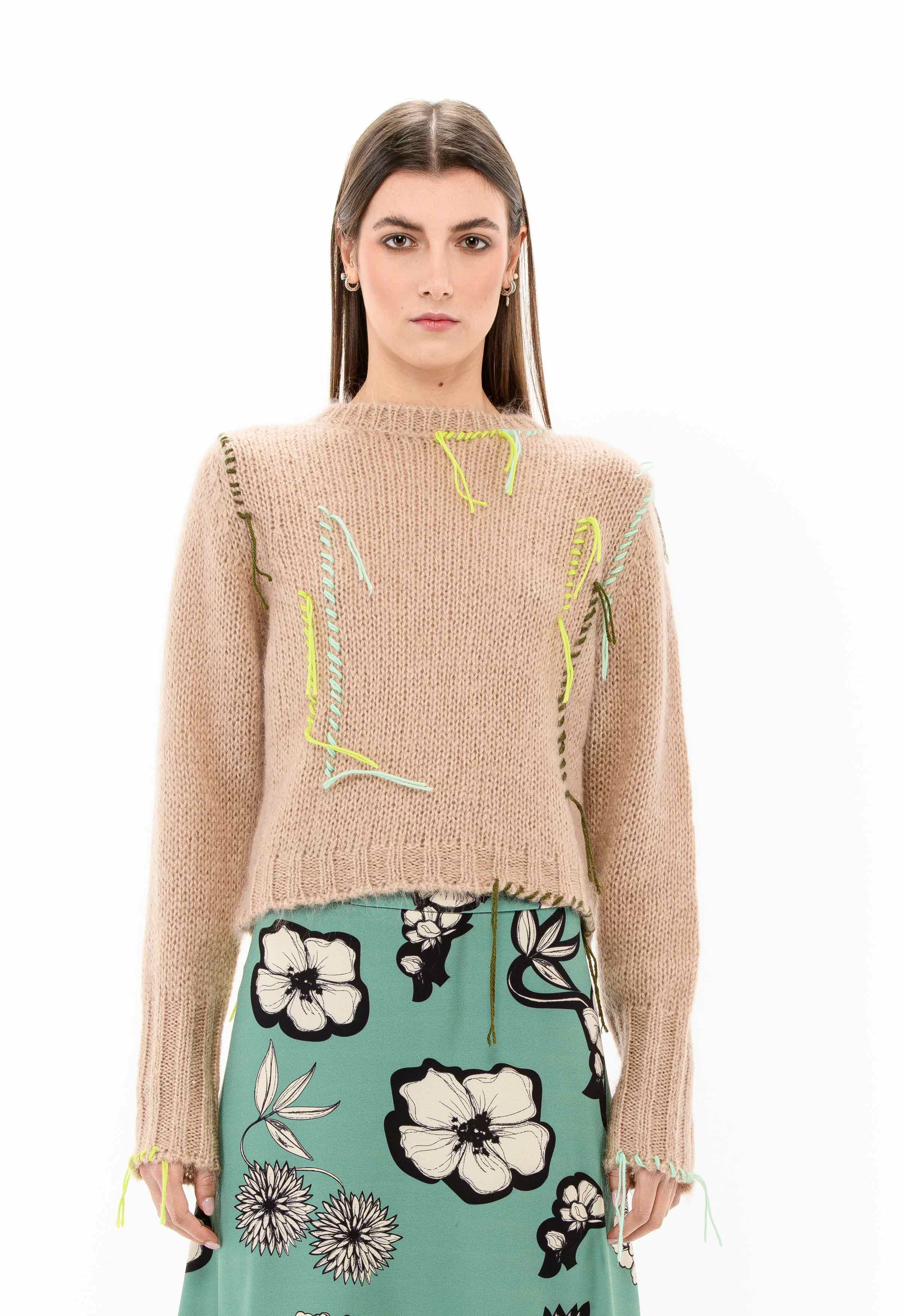 DRUSILLLA Sweater with colorful embroidery