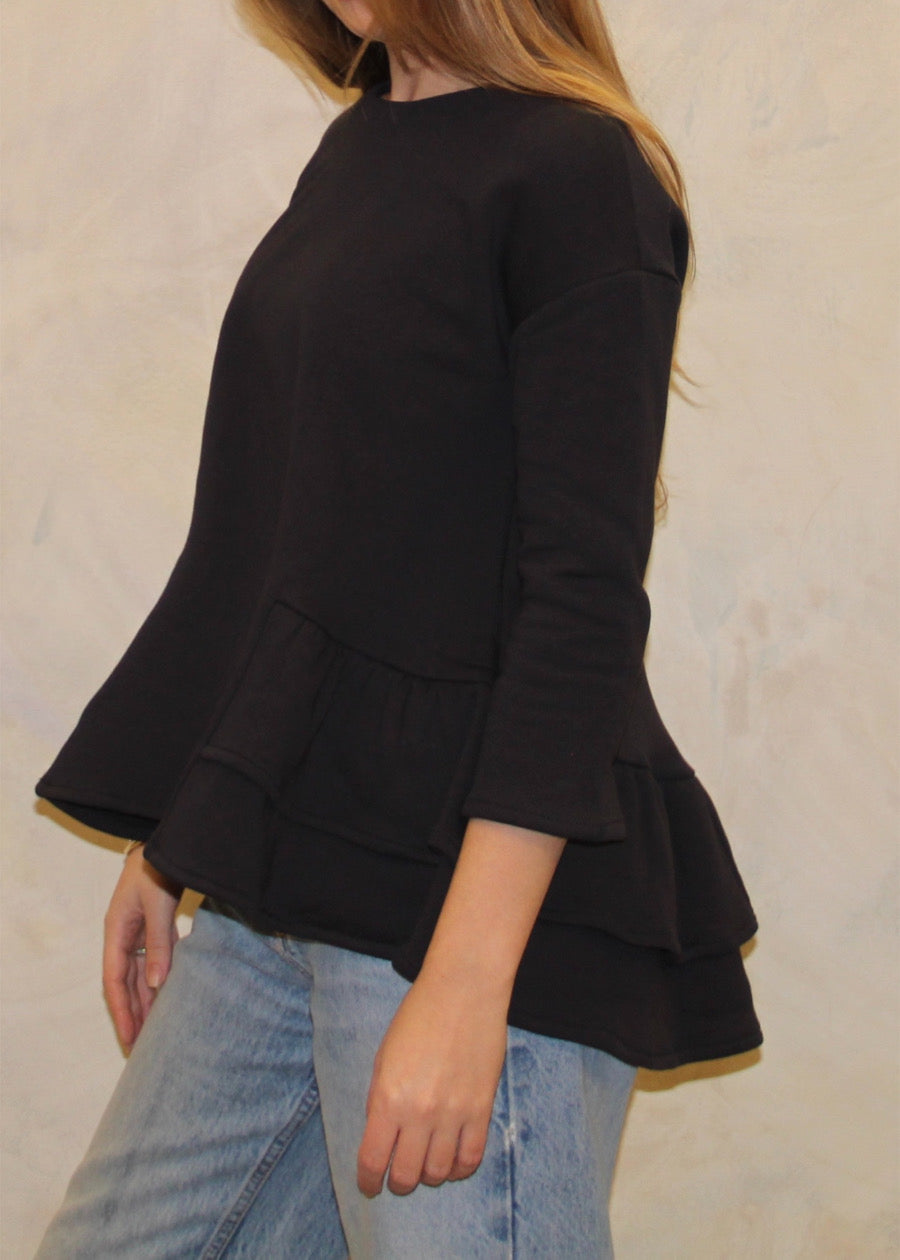 Black Pink Blusa con balze in punto Milano