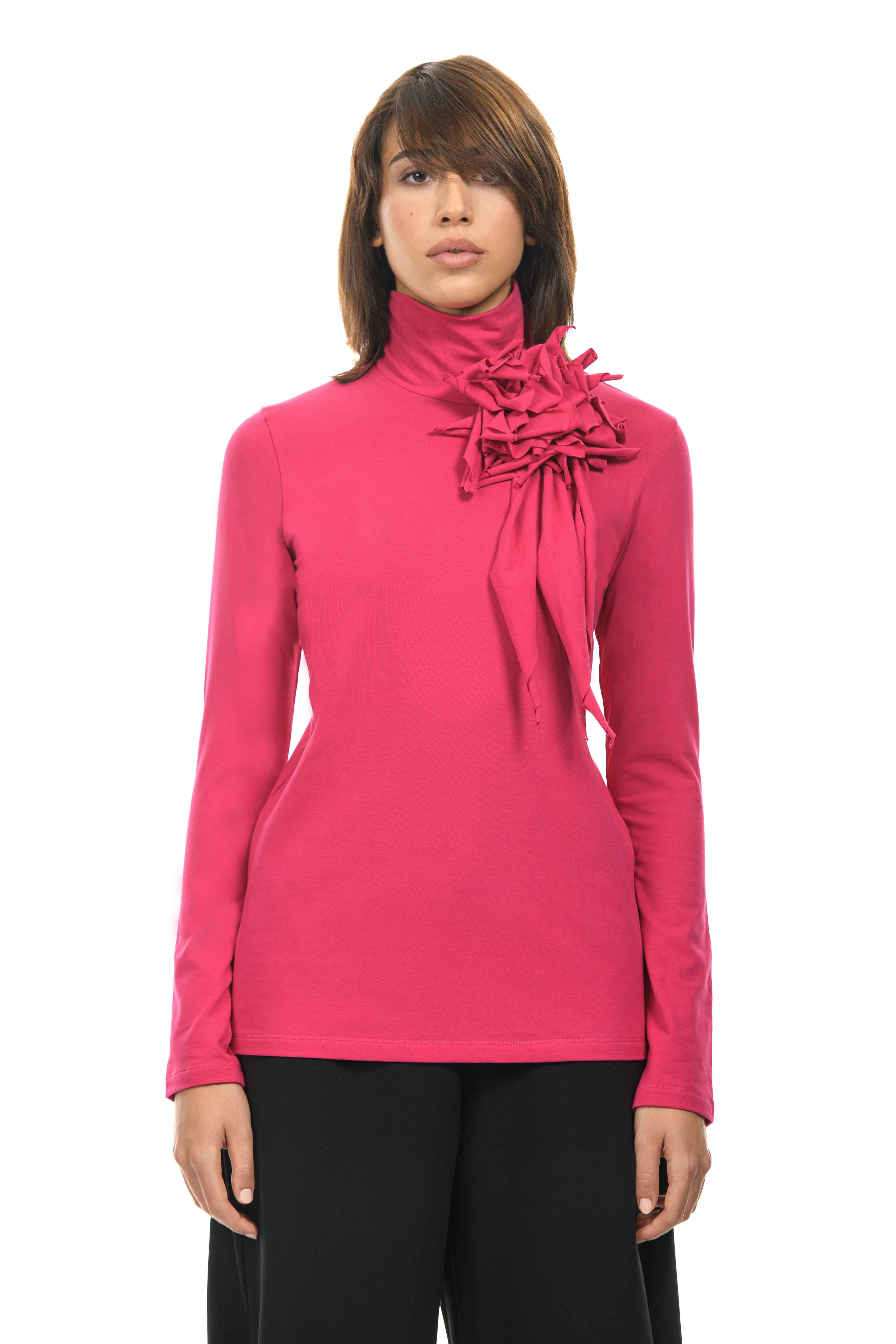MAGO' Turtleneck with maxi flower