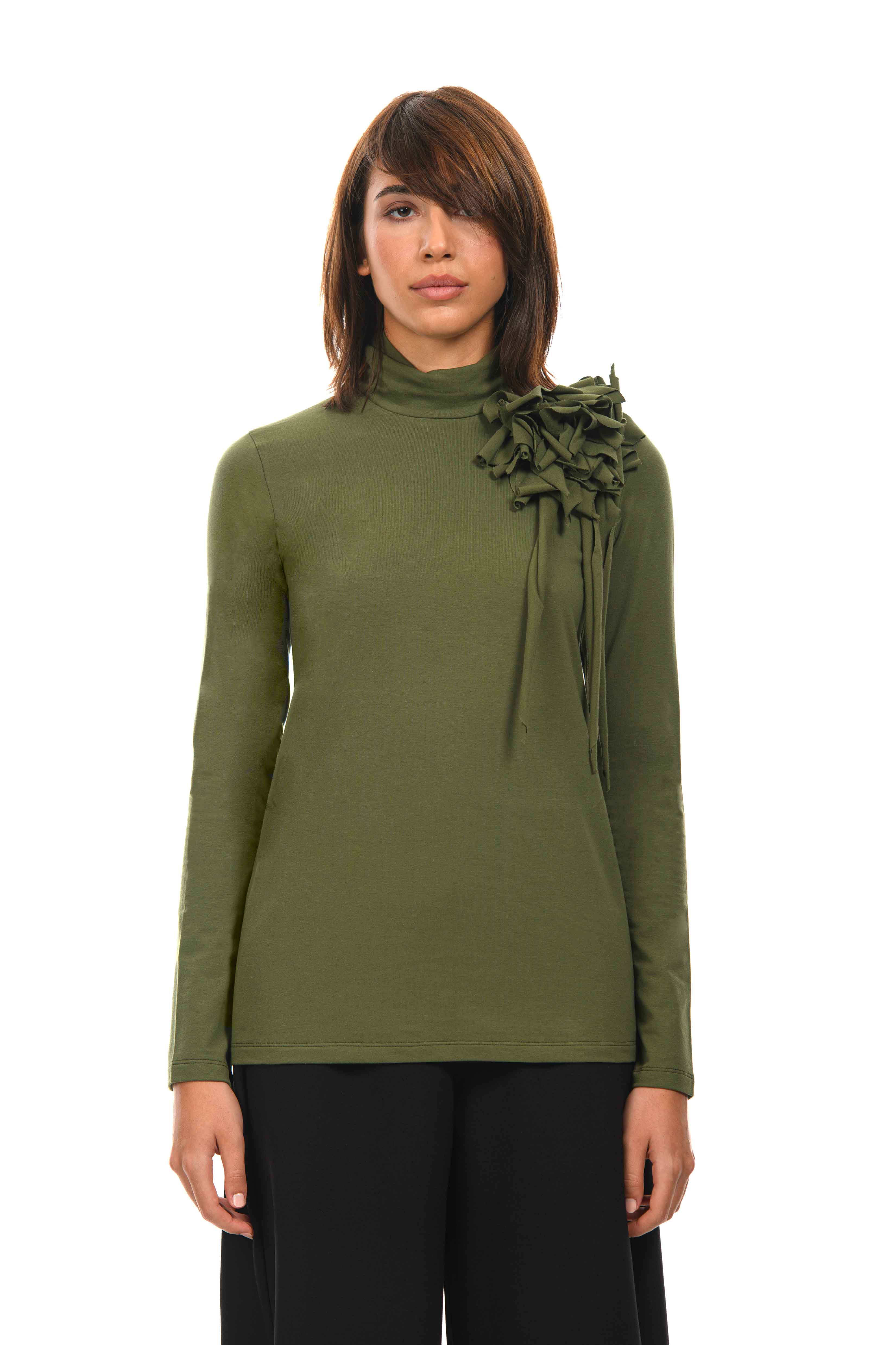 MAGO' Turtleneck with maxi flower