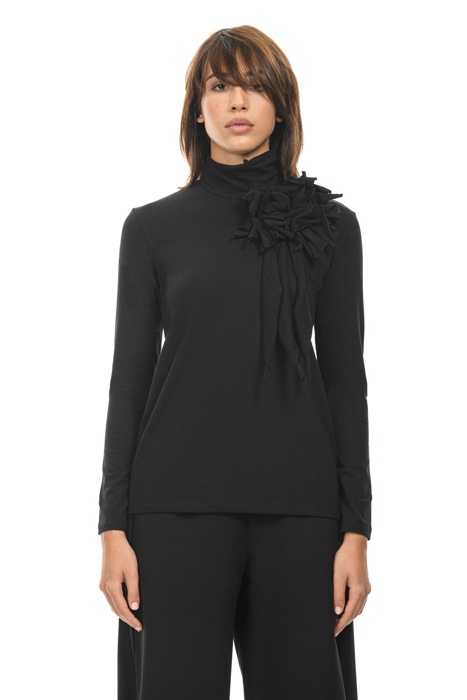 MAGO' Turtleneck with maxi flower