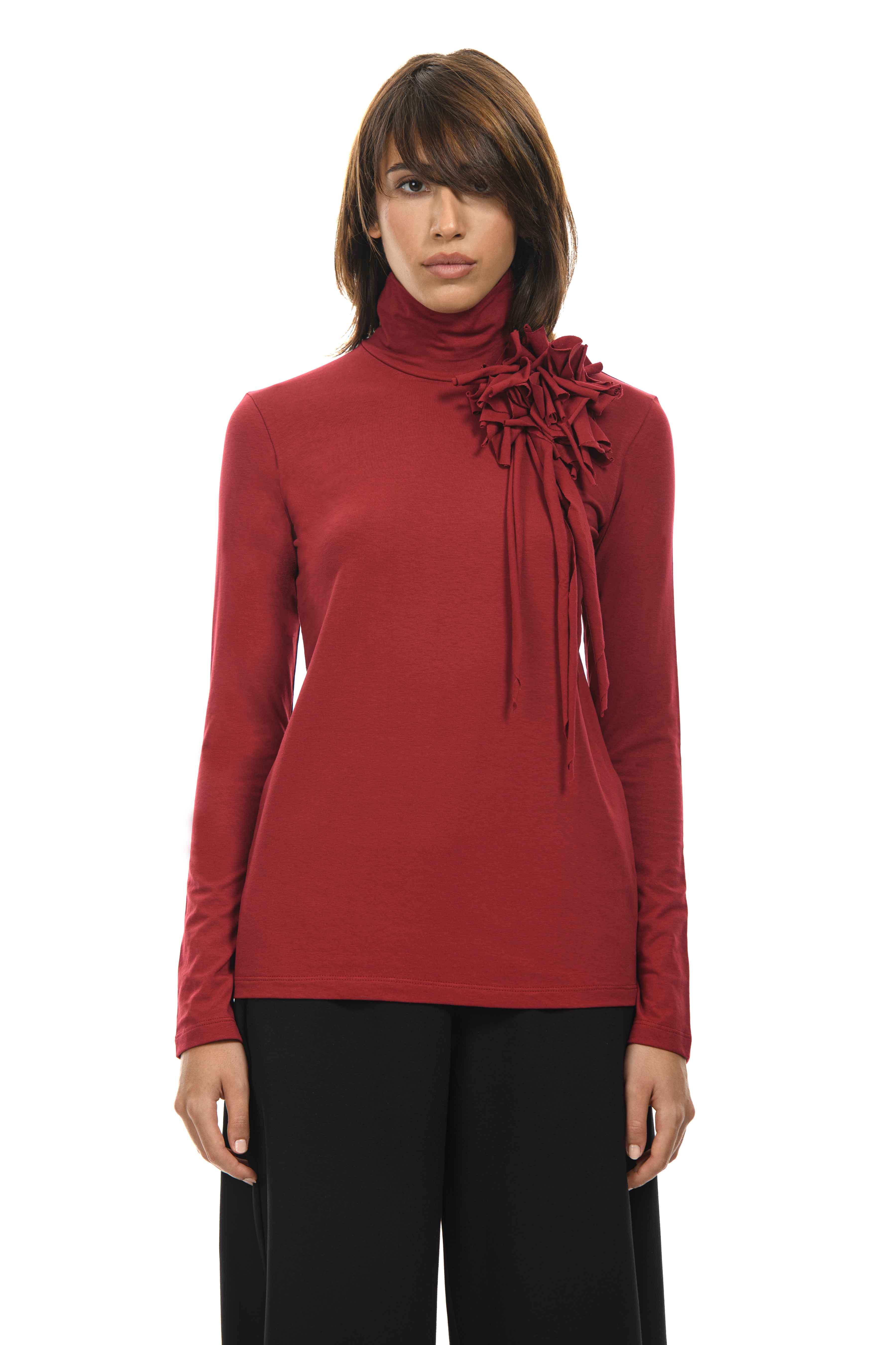 MAGO' Turtleneck with maxi flower