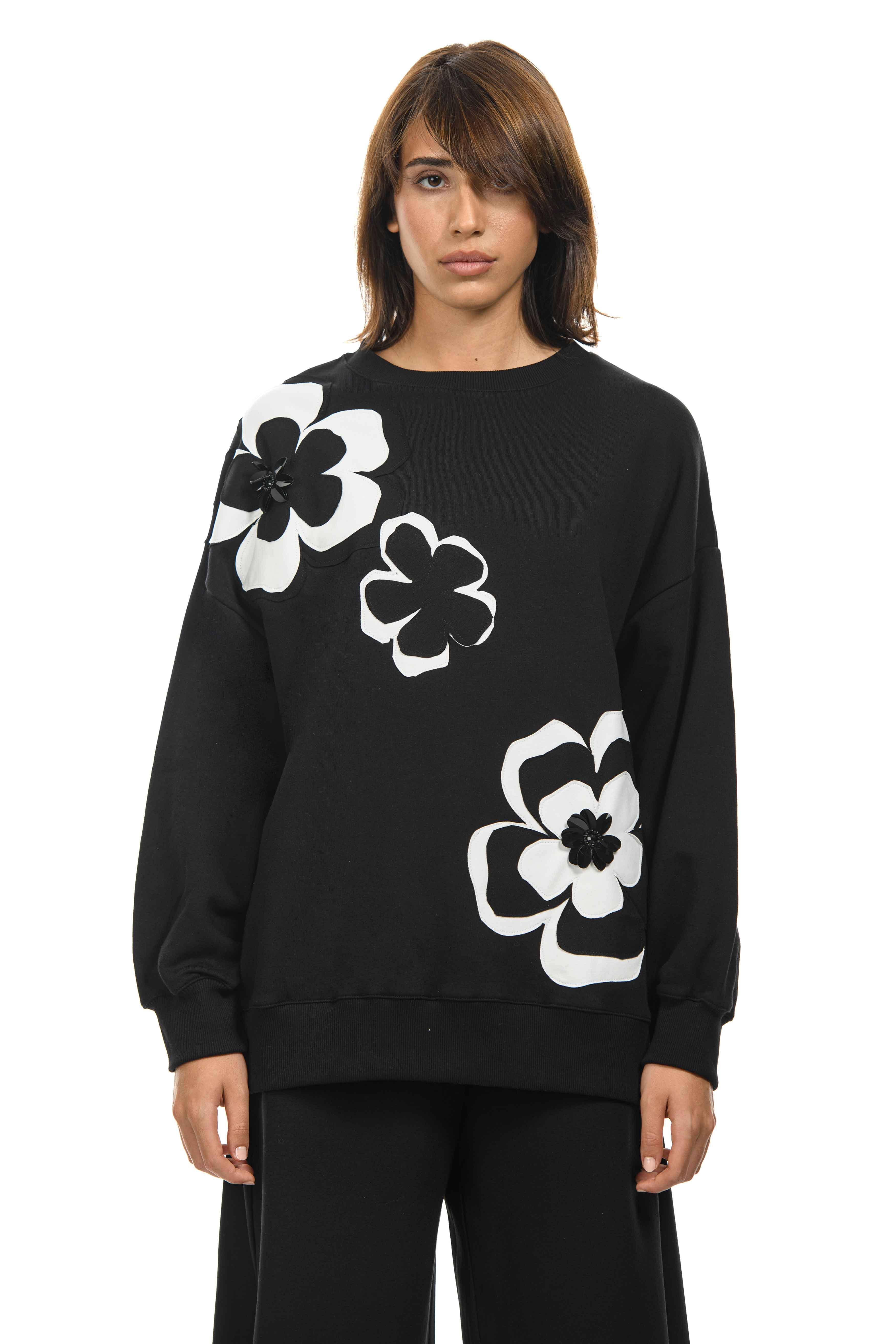 MOLLY Oversized sweatshirt with flowers